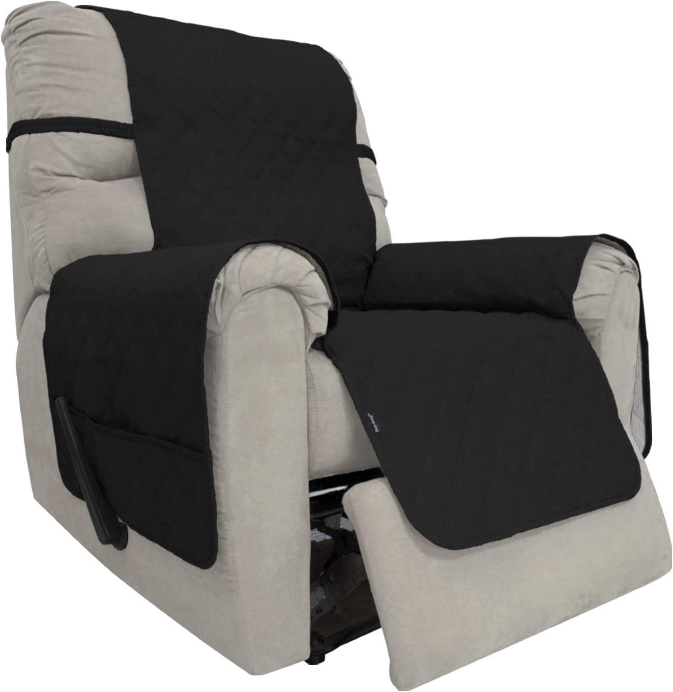 Easy-Going Sofa Slipcover Waterproof Recliner Chair Cover Non-Slip Fabric Couch Cover for Living Room Washable Furniture Protector for Pets Kids Children Dog Cat (Recliner, Black)