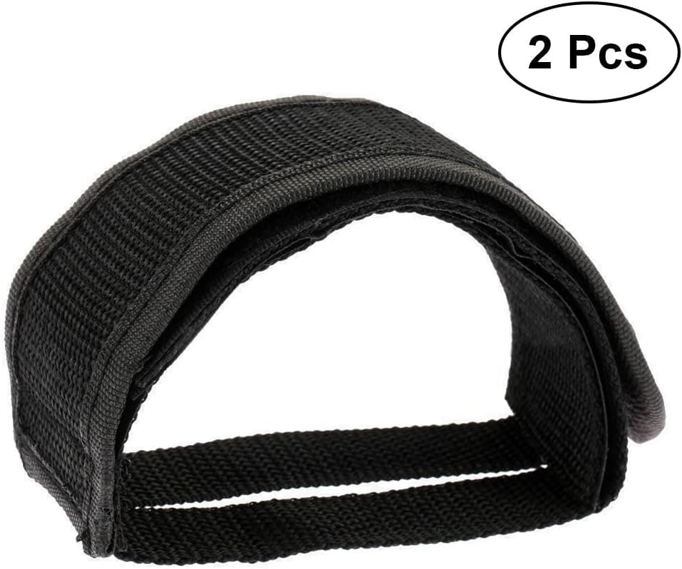VORCOOL Bike Pedals Strap Belt Bicycle Fixed Gear Cycling Pedal Bands Feet Set with Straps Beam Adhesive Pedal Toe Clip Strap Belt 2 Pcs (Black)