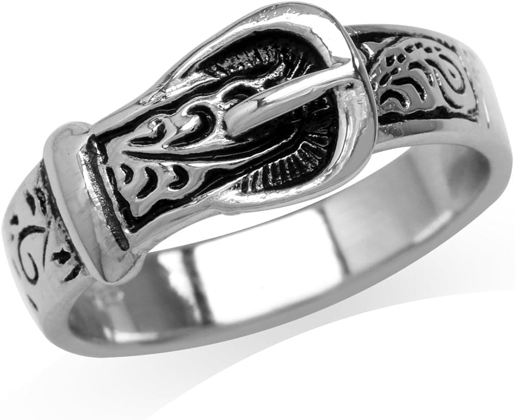 Silvershake 925 Sterling Silver Belt Buckle Ring