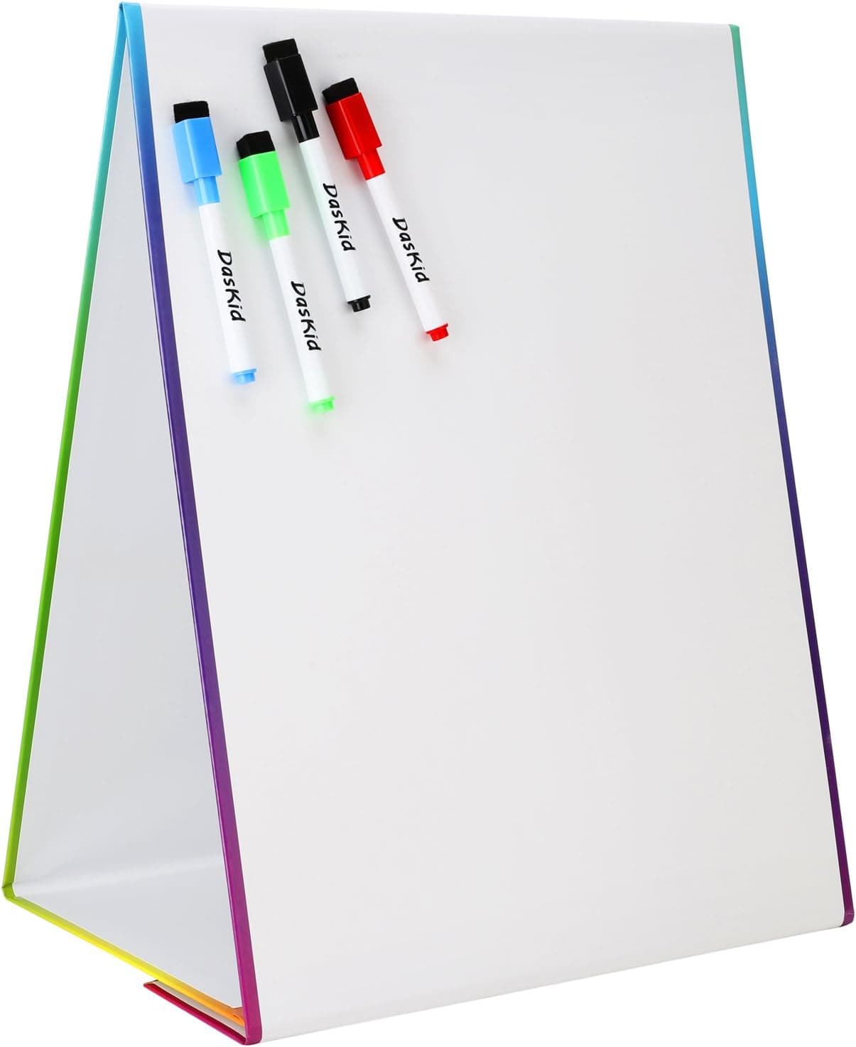 Tabletop Magnetic Easel & Whiteboard (2 Sides) Includes: 4 Dry Erase Markers. Drawing Art White Board Educational Kids Toy