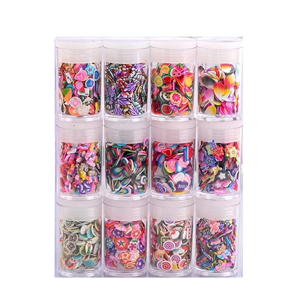 Beuniar Nail Fimo Slices Fruits Cartoon Flowers Cake Feather Heart Polymer Clay Stickers for Nails Art & DIY Crafts