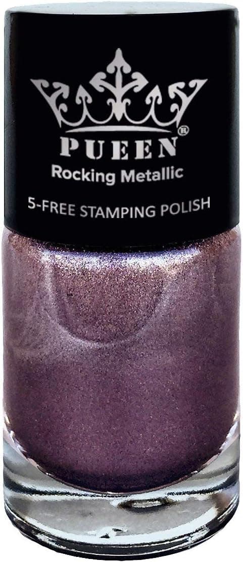 PUEEN Rocking Metallic Nail Polish for Nail Stamping Big 5-Free Formula Nail Color Lacquer (605 Love Affair)-BH000581