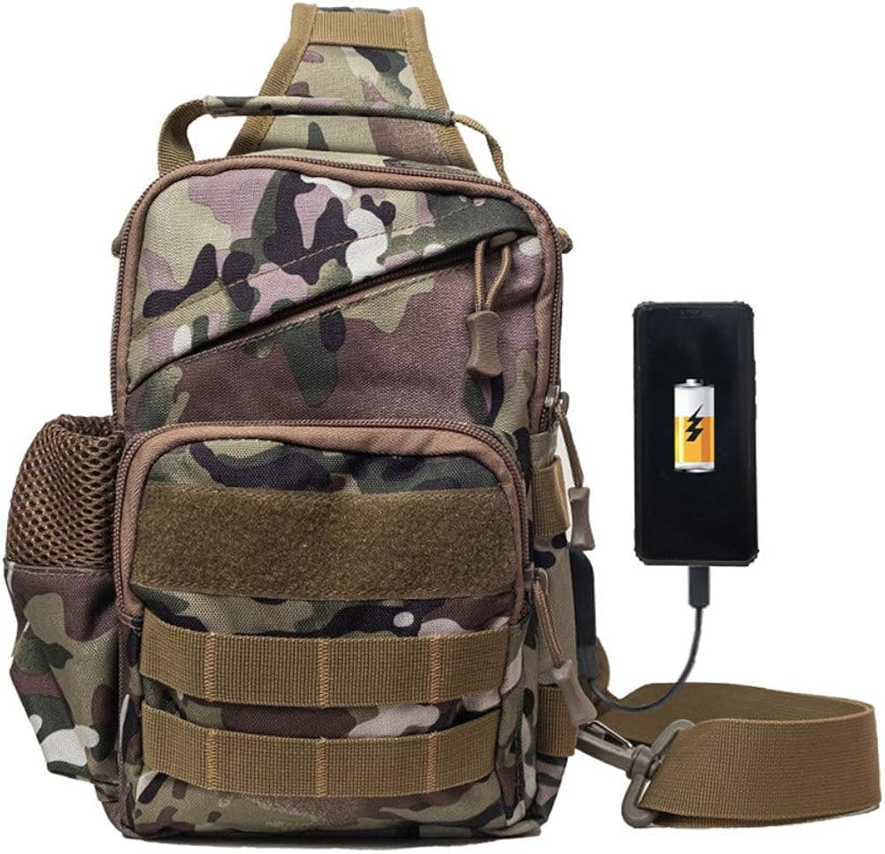 Armiya Men's Tactical Sling Bag ,Outdoor Pack Multifunctional Military Cross body Backpack With USB Chart Port For Men women