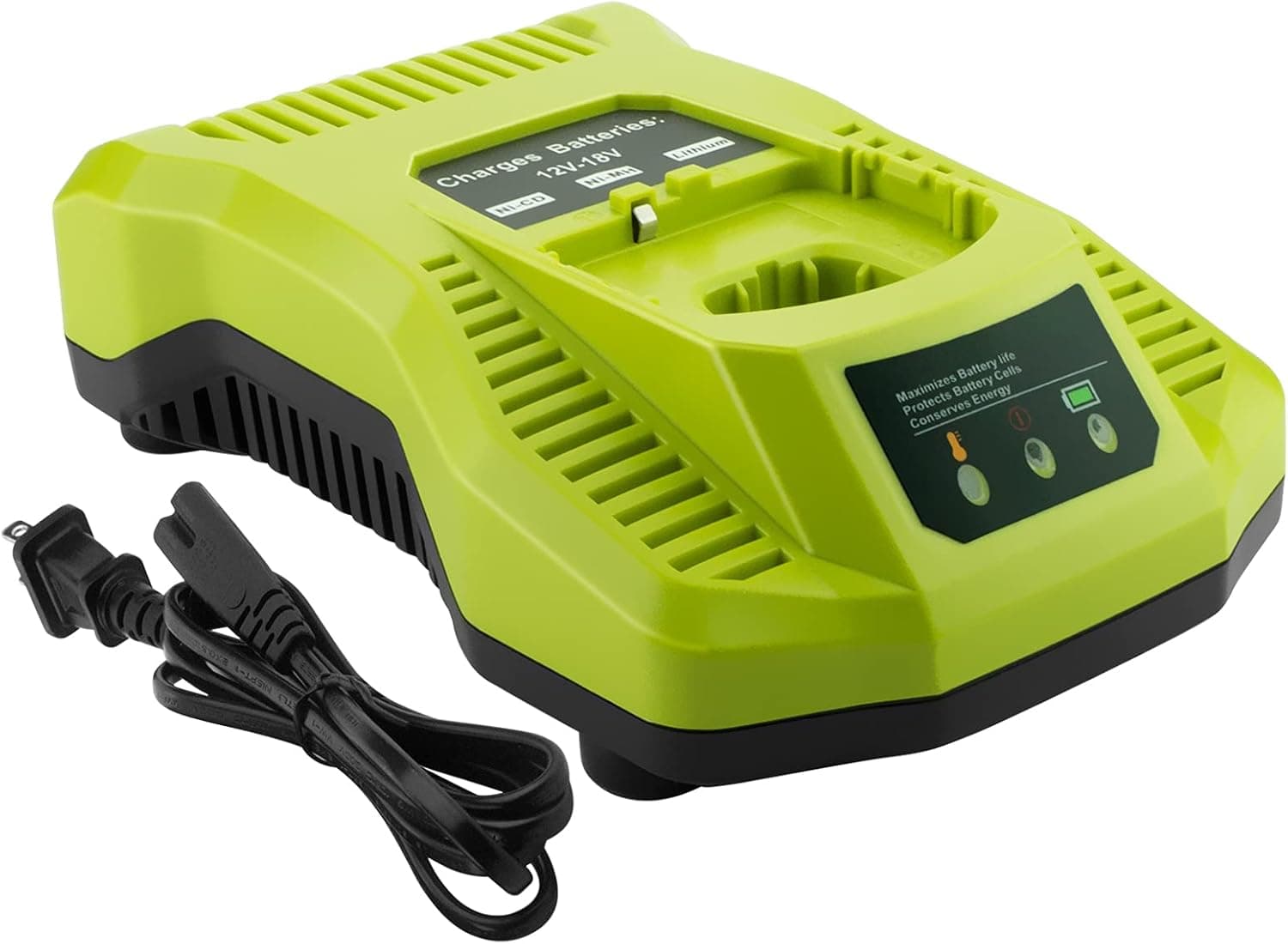 GOOALITY Dual Chemistry Battery Charger P117 P118 Replacement for Ryobi 18V Battery Charger Ryobi 18V 12V One+ Battery P102 P100 P101 P103 P105 P107 P108 P200 1400670 Lithium-Ion NiCd NiMh Charger