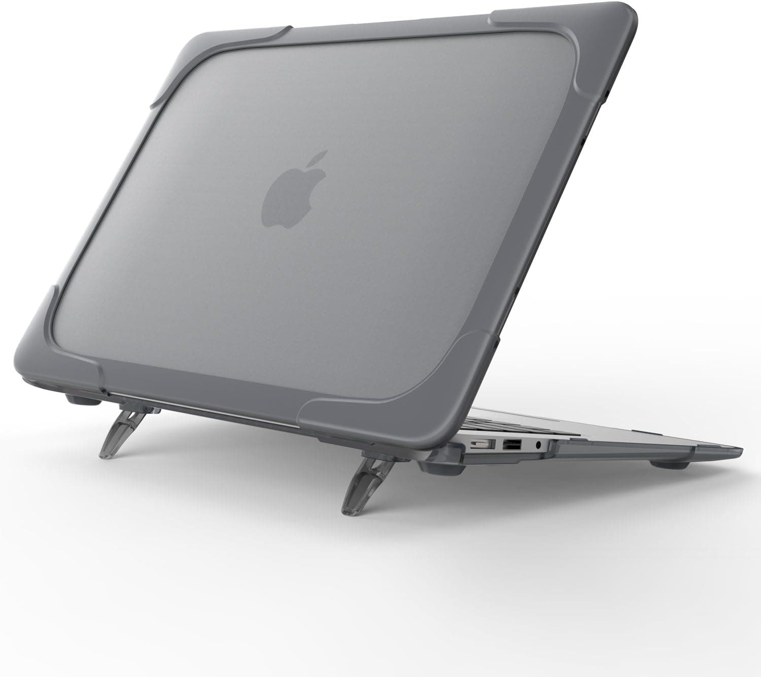 MacBook Pro 13 inch Case with Kickstand, DMaos Crystal Shell Armor Bumper Sleeve Reinforced Corner Shock Absorption Antiskid Ventilation, Premium for Mac Model A1502 A1425 - Gray