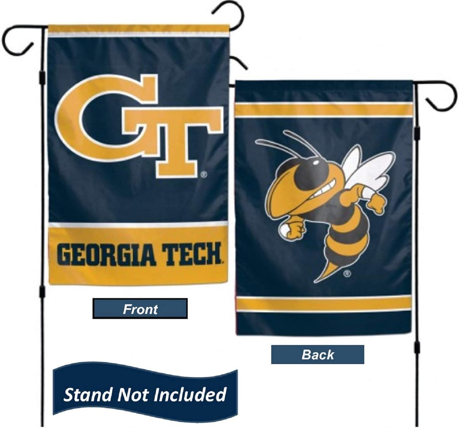 Georgia Tech Yellow Jackets 12.5” x 18" Double Sided Yard and Garden College Banner Flag is Printed in The USA,