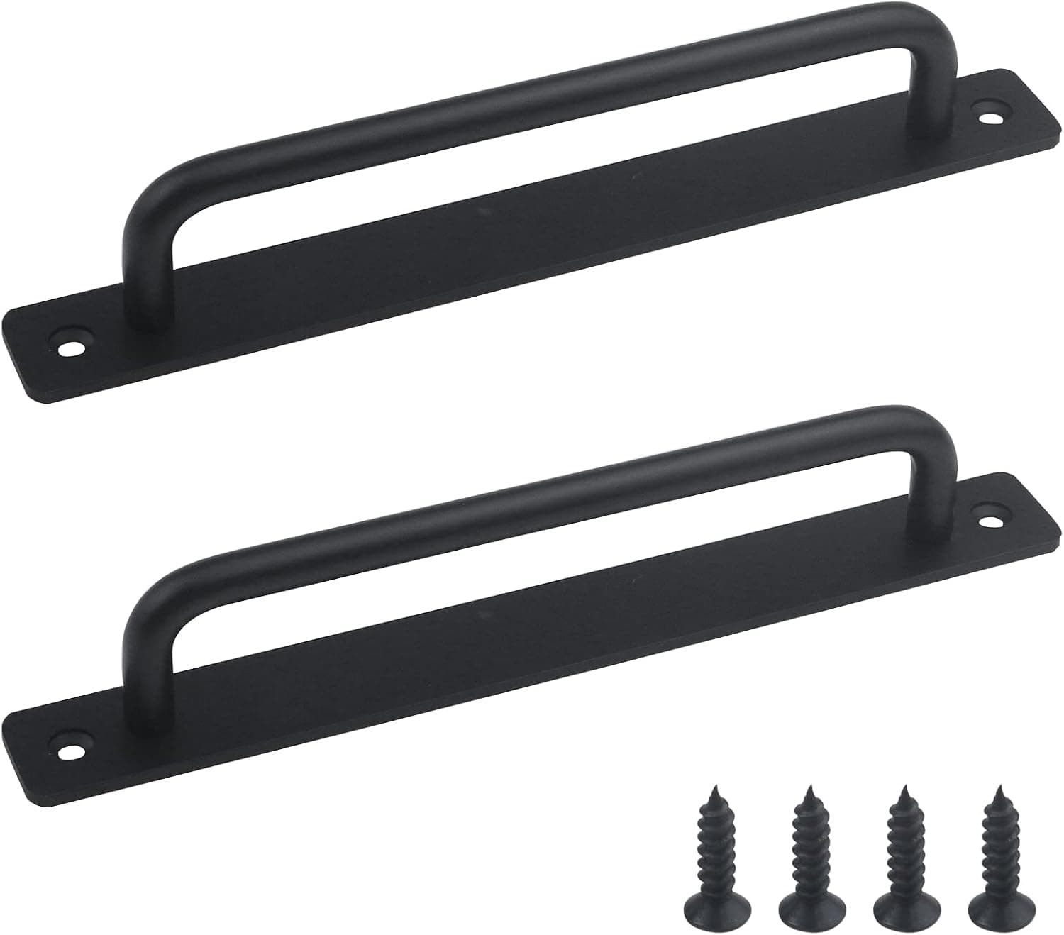 Semetall Barn Door Handle 2 Pack 192mm(7.56") Hole Center Cabinet Bar Pull Metal Drawer Knobs Cupboard Pull Cabinet Handle Drawer Pulls with Screws for Wardrobes Bookcases Shoe Cabinets,Black