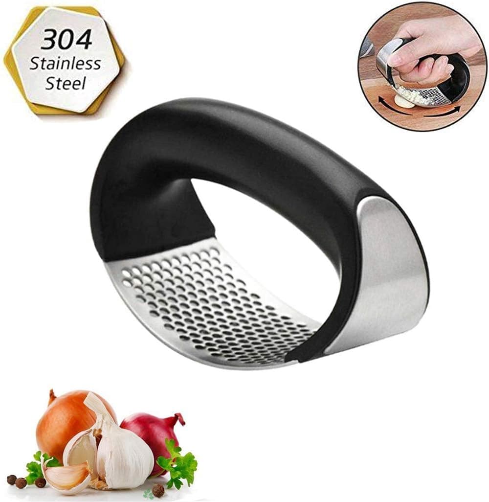 Super Bump Garlic Press Ginger Crusher Squeezer Stainless Steel Dishwasher Safe (2019) (Black)