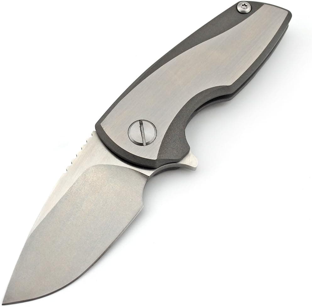 Gnome Pocket Titanium Knife Folding Flipper D2 Steel