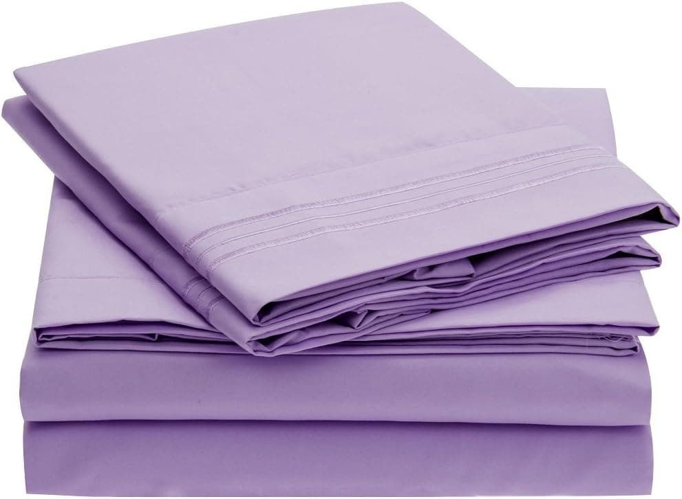 Ideal Linens Bed Sheet Set - 1800 Double Brushed Microfiber Bedding - 4 Piece (Queen, Violet)