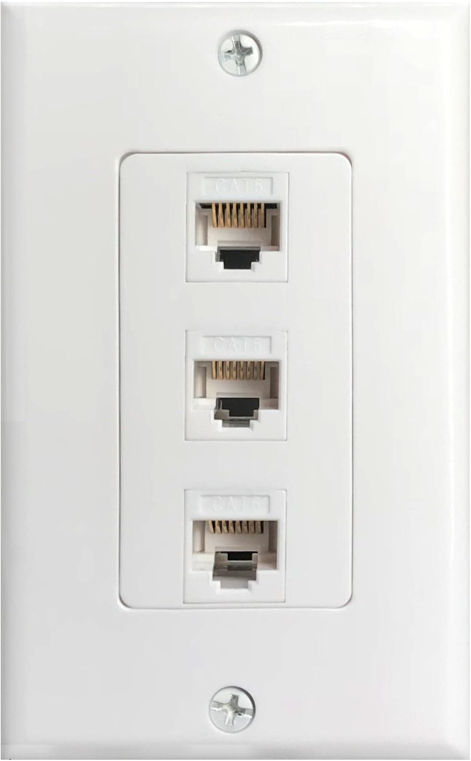 3Port Cat6 Wall Plate and Keystone,Fly Tiger,RJ45 Jack Ethernet Connector,Female to Female,White