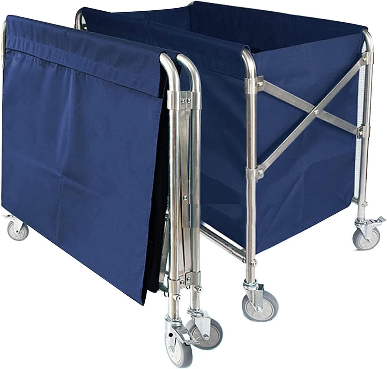 CXWAWSZ Home Laundry Cart with Wheels Heavy Duty Folding Laundry Cart, 12 Bushel Large Commercial Collapsible Laundry Baskets Removable Liner Bag 300 LB Weight Capacity