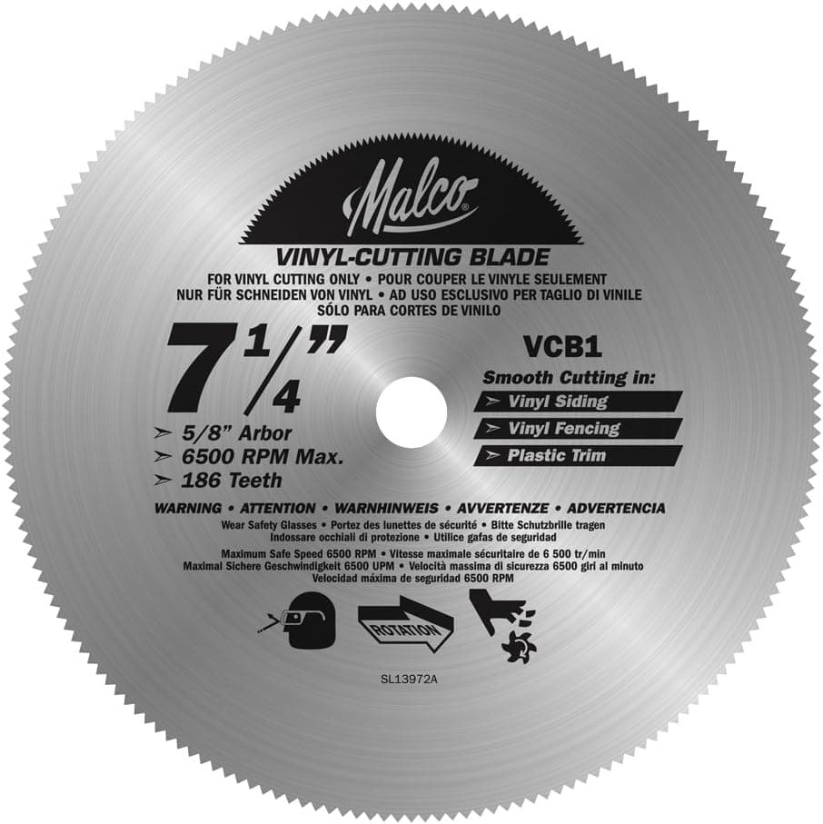 Malco VCB1 7-1/4-Inch Vinyl Siding and Fencing Cutting Circular Saw Blade