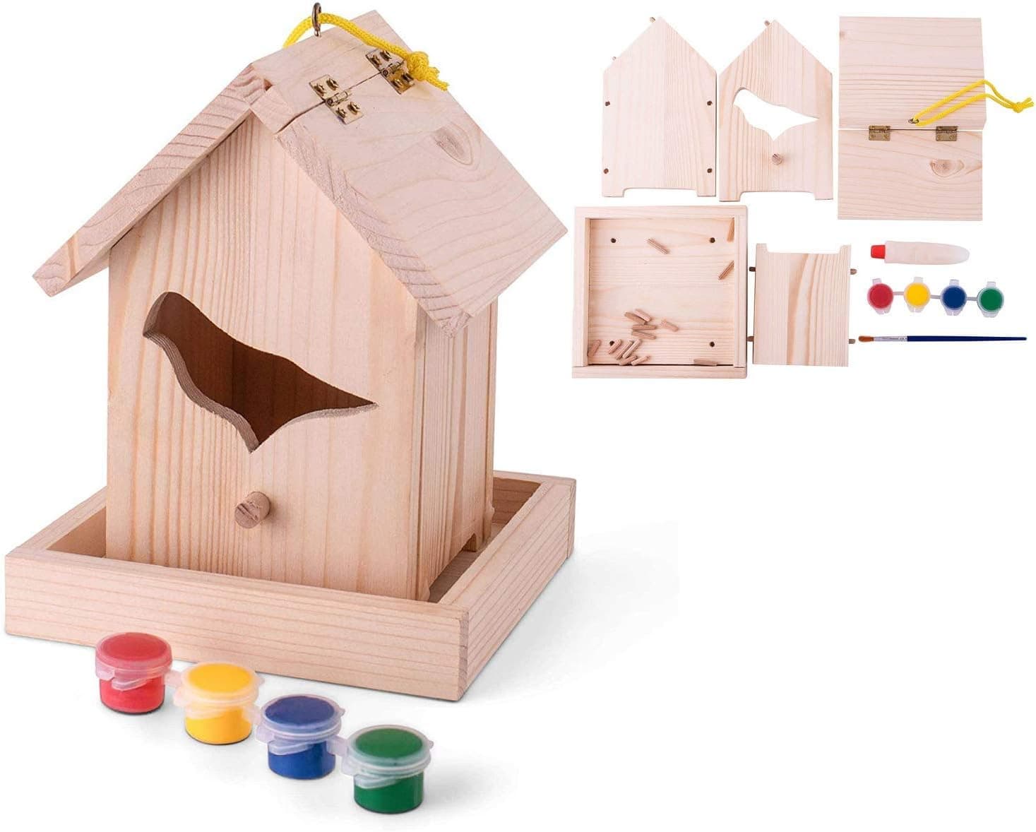 Grayblock Birdhouse Kit for Adults Children to Build Bird House Kits Kids Paint Houses Wooden Birdhouses DIY Paintable Craft