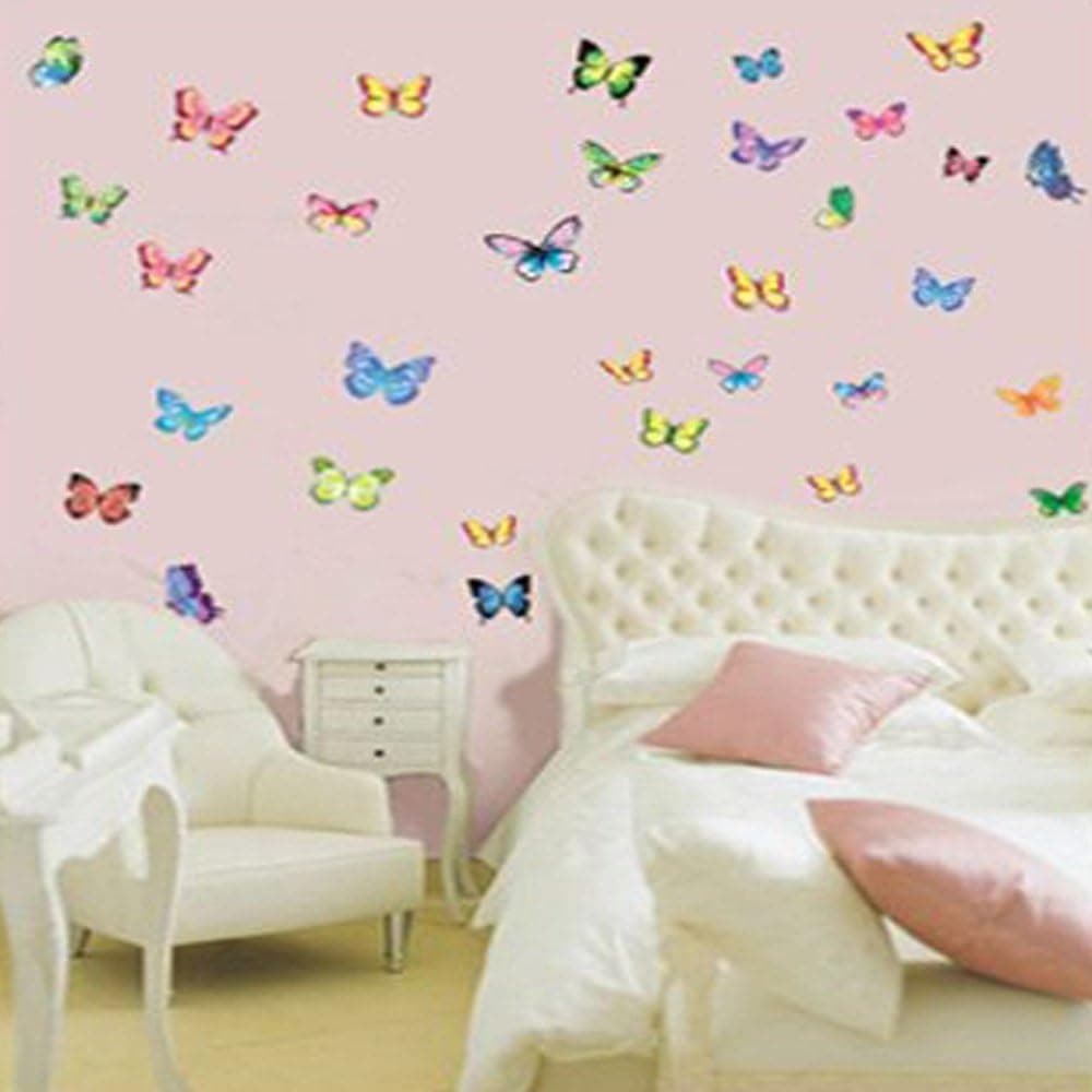 Vibrant Butterflies in Flight - Reusable Instant Decor Self-Adhesive Matte Vinyl Sticker Decal (DESIGN 1, 1)