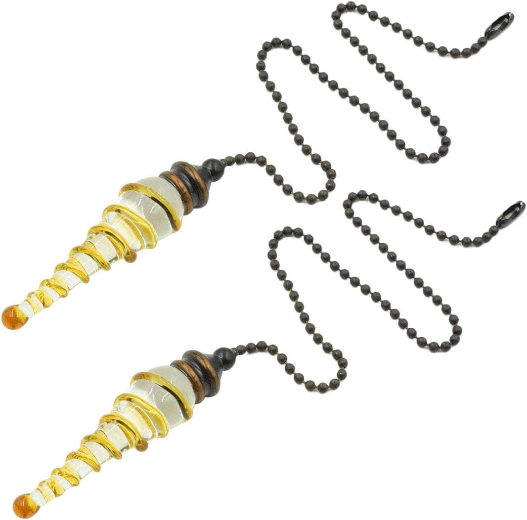 Hxchen 2Pcs 305mm/12" Length Ceiling Fan Chain Pulls European Style Glass Rhinestone Pull Chain Extension