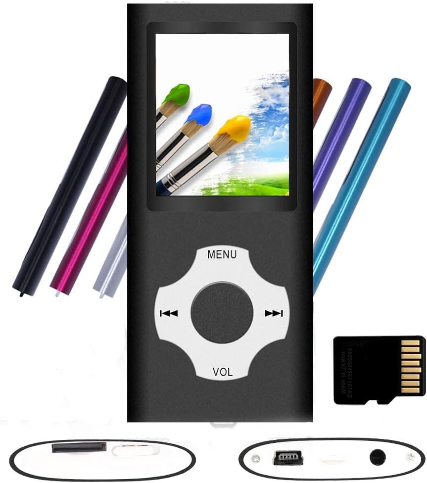 Tomameri - Portable MP3 / MP4 Player with Rhombic Button, Including a 16 GB Micro SD Card and Support Up to 64GB, (Black)