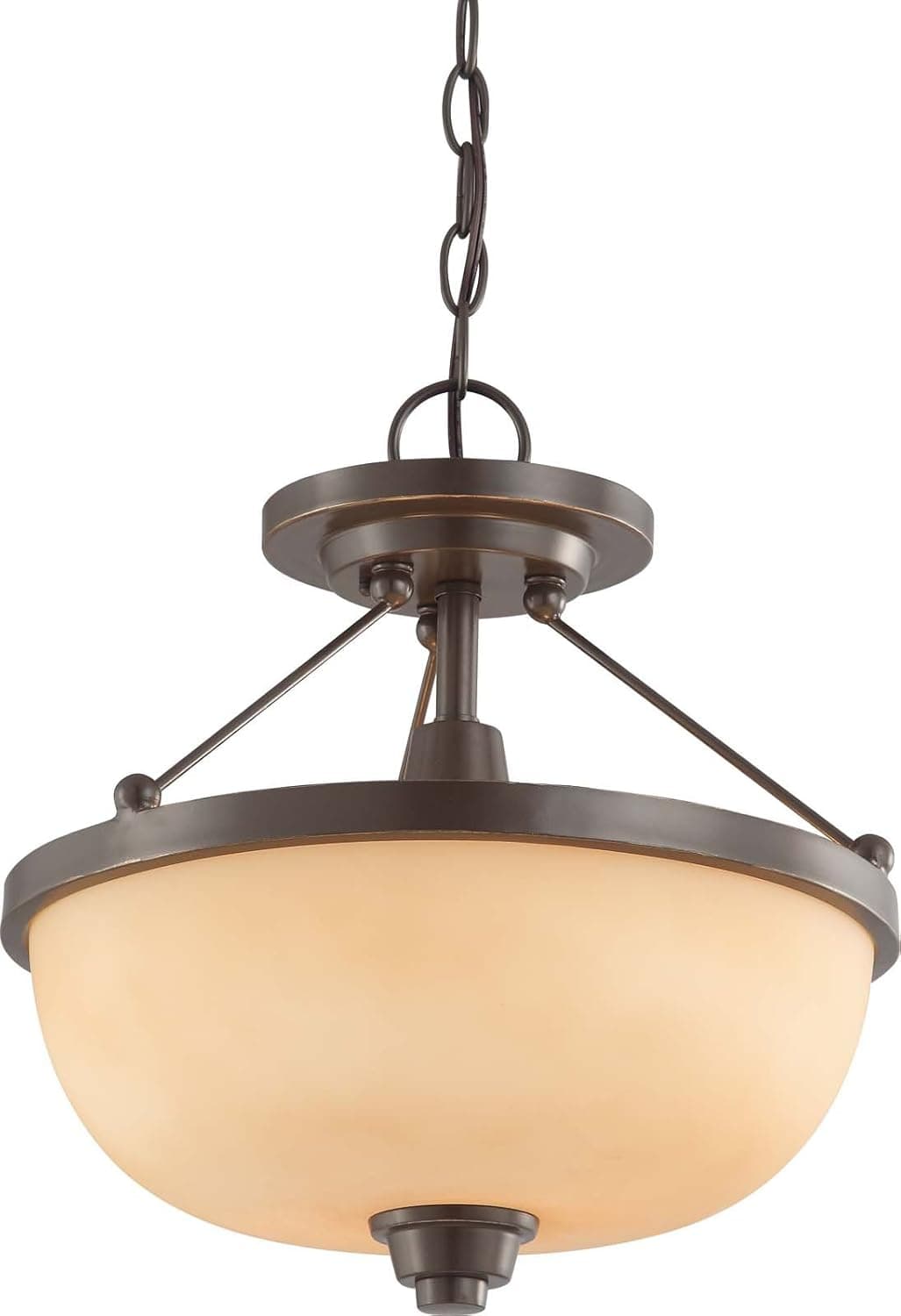 Nuvo Lighting 60/4208 Two Light Helium Semi-Flush Dome with Cream Beige Glass, Vintage Bronze