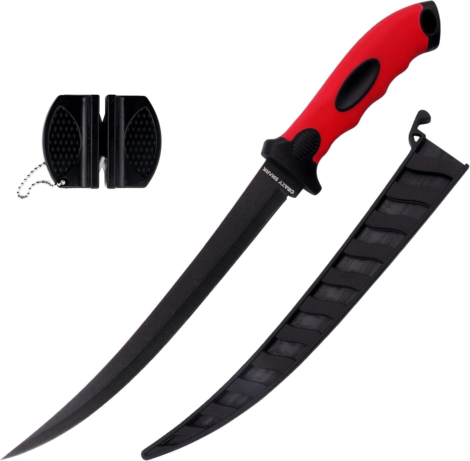 Fishing Fillet Knife Bait Knife, 9 Inches Razor Sharp Stainless Steel Blade with Corrosion Resistant Coating, Non-Slip Handle, Protective Sheath, Include Sharpener, Perfect For Fresh and Saltwater