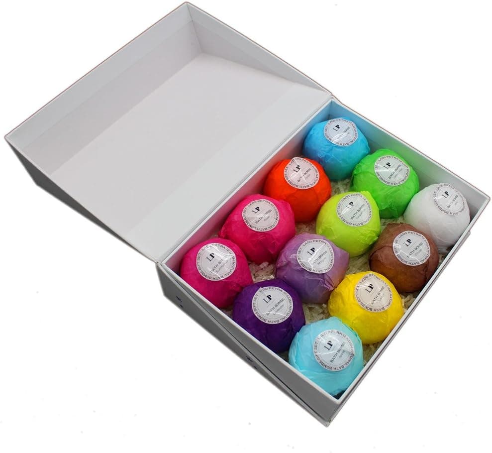 LADO PETRA Essential Oil Bath Bombs Set, 2. 8 ounces (Set of 12)
