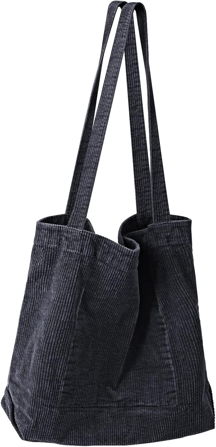 VIIVY VIYIV Canvas Tote Bag for Women Corduroy Large Capacity Shoulder Bag Satchel Hobo Shopping Bag College School Books Bag