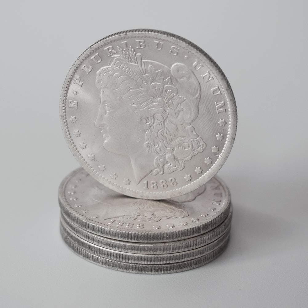 OUERMAMA 5 Pcs Morgan Coin (3.8cm Dia) Trick Can Be Sucked Coin Magic Tricks Props Accessories Magic Appearing/Disappearing Illusion