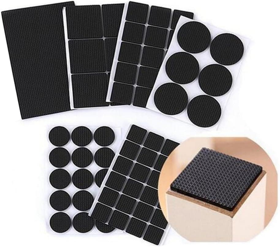 1Set 182pcs Black Multi-functional Thicken Silicone Non-slip Furniture Pads Self Stick Chair Glides Stool Floor Protection Mats Noise Dampening Bumper Buffer Surfaces Moving Sliders Rubber Pad