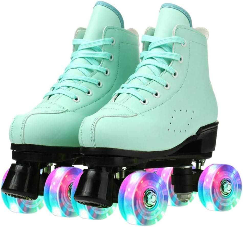 XUDREZ Leather Roller Skates Unisex High-Top Shoes Design Double-Row,Classic Premium Roller Skates for Women and Men