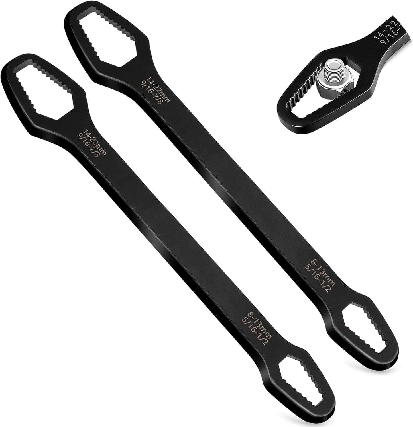Cadeya Universal Wrench, 2 Pcs Universal Torx Wrench 8-22mm Double-ended Self-tightening Adjustable Wrench Tools
