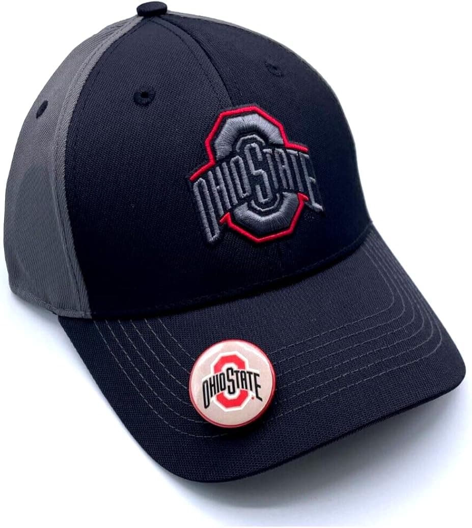 OC Sports Ohio State Buckeyes Hat Two Tone Adjustable Grey Black MVP Cap w/Pin, One Size