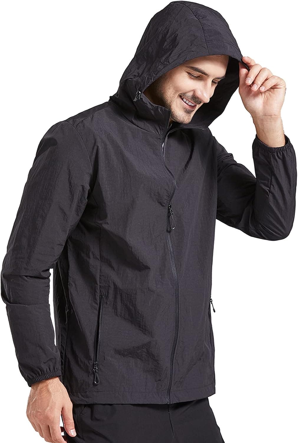 Casei Rain Jackets for Men Waterproof with Hood Packable Windbreaker Cycling Hiking Jackets Rain Coats