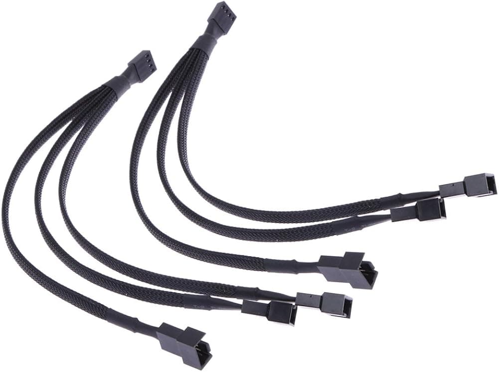WinnerEco 4 pin PWM Fan Cable 1 to 3 Ways Splitter Black Sleeved Extension Cable
