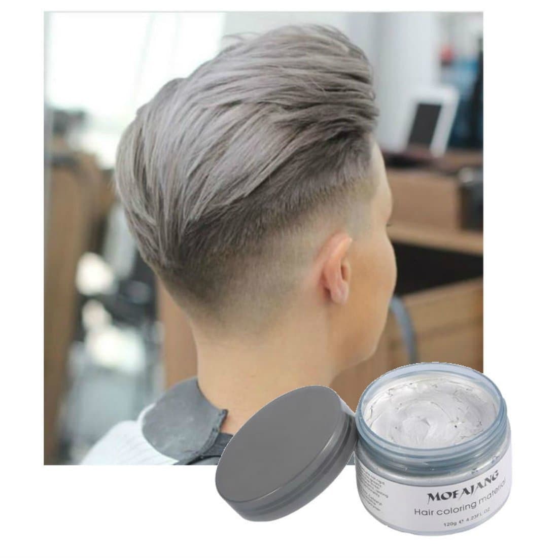 Hair Wax Color - Styling Cream Mud - Natural Hairstyle Dye Pomade - Party Cosplay - Gray - Vakker