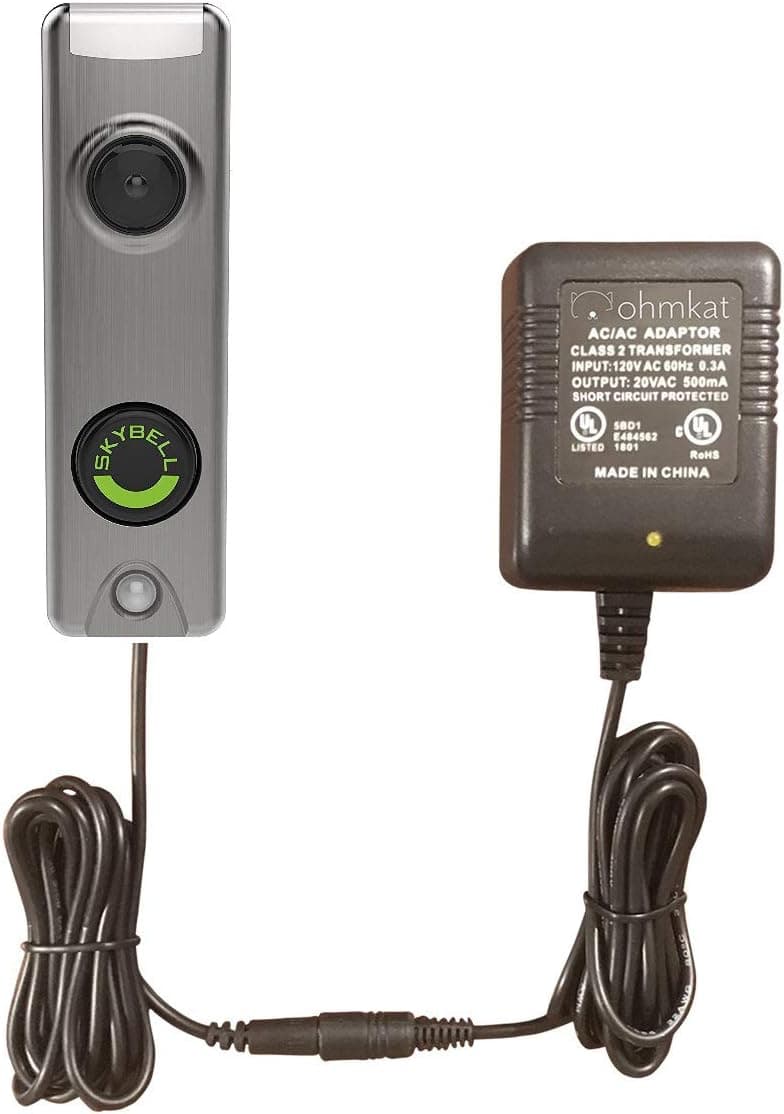 OhmKat Video Doorbell Power Supply - Compatible with Skybell Trim Plus - Needs No Existing Wiring - Battery Charger, Transformer, Adapter, Power Kit & Supply All in One
