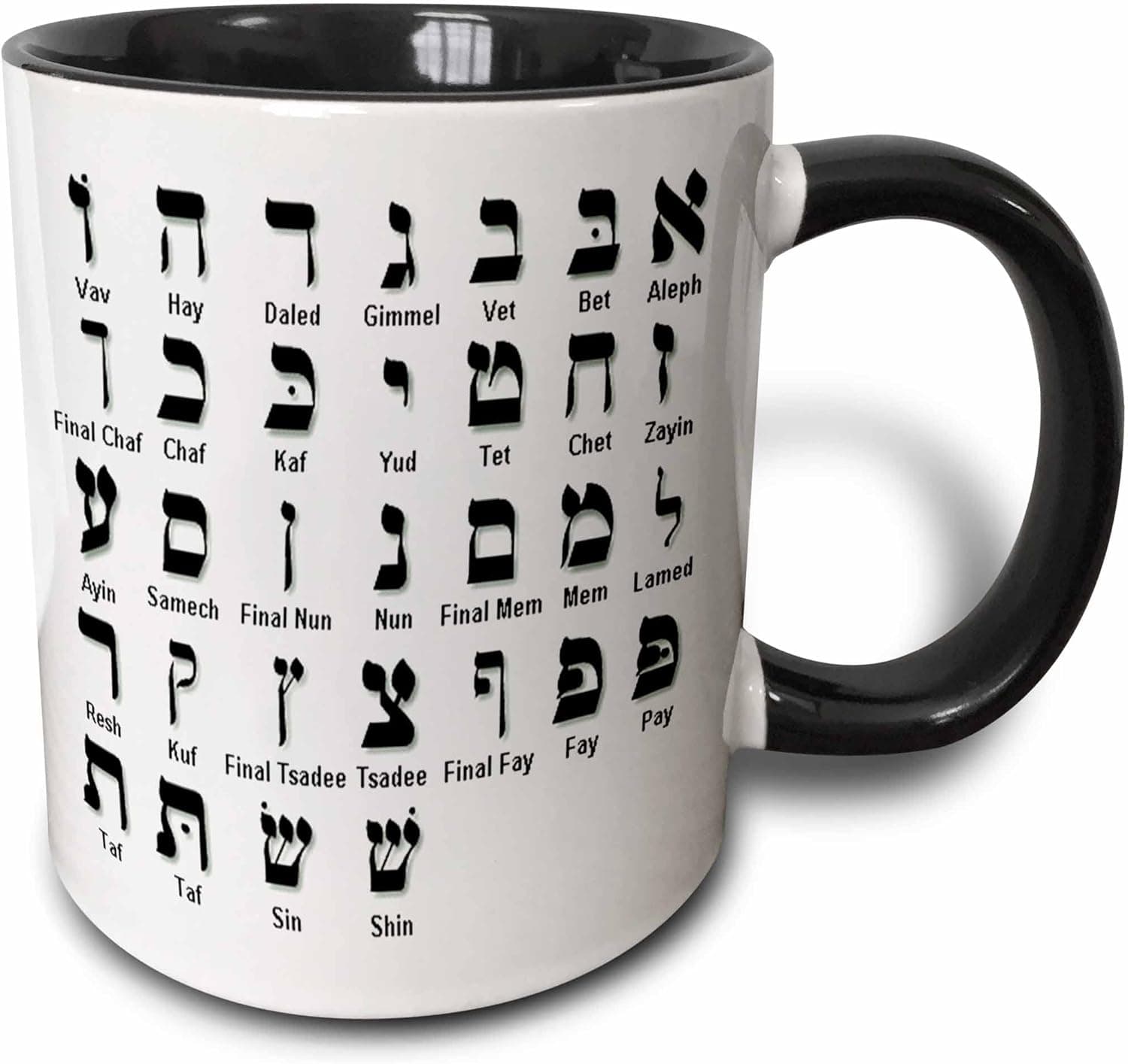 3dRose Florene - Jewish Themes - Print of The Hebrew Alphabet - Mugs (mug_203899_9)
