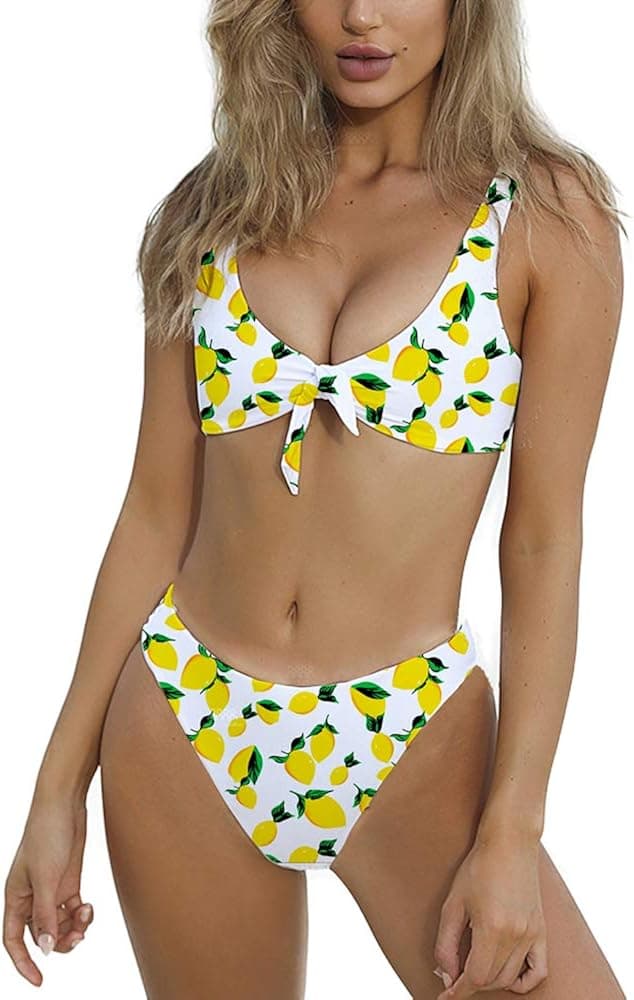 ZHUIYUN Knot Front Tropical Bikini Set Women Swimsuit Sexy Swimwear