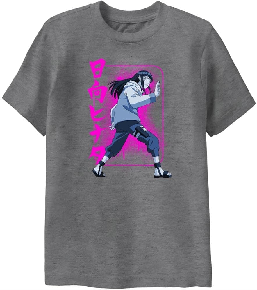 Ripple Junction Youth Naruto Shippuden Hinata Pink Kanji Frame Anime T-Shirt Officially Licensed