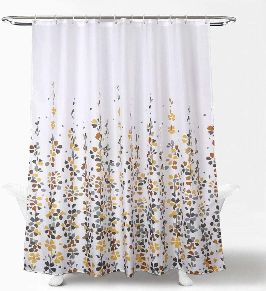Rainlin Shower Curtain for Bathroom, 72x72 Inch Floral Vine Print Polyester Fabric Machine Washable Waterproof Shower Curtains Decorative Bathroom