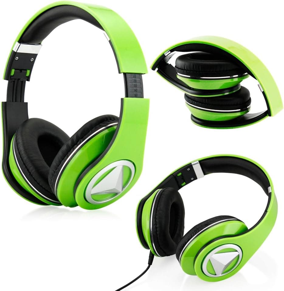 Green Adjustable Circumaural Over-Ear Earphone Stero Headphone 3.5mm for iPod MP3 MP4 PC iPhone Music + Free Earbuds