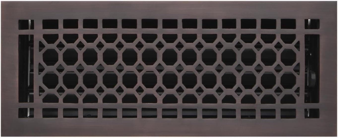 Naiture 4" x 10" Brass Floor Register Honeycomb Style In Oil Rubbed Bronze Finish