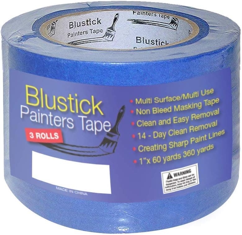 Blue Painters Tape | Medium Adhesive | 14 Day Clean Release Masking Tape | No Residue | DIY or Professional Painter | 3 Pack, 1 Inch x 60 Yard Length, 180 Yards in Total (3 Rolls)