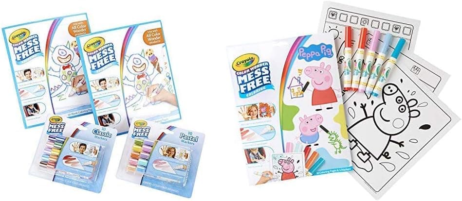 Crayola Color Wonder Mess Free Coloring Kit, 80Piece, Toddler Toys, Stocking Stuffers, Gift & Color Wonder Peppa Pig Coloring Book Pages & Markers, Mess Free Coloring, Gift for Kids