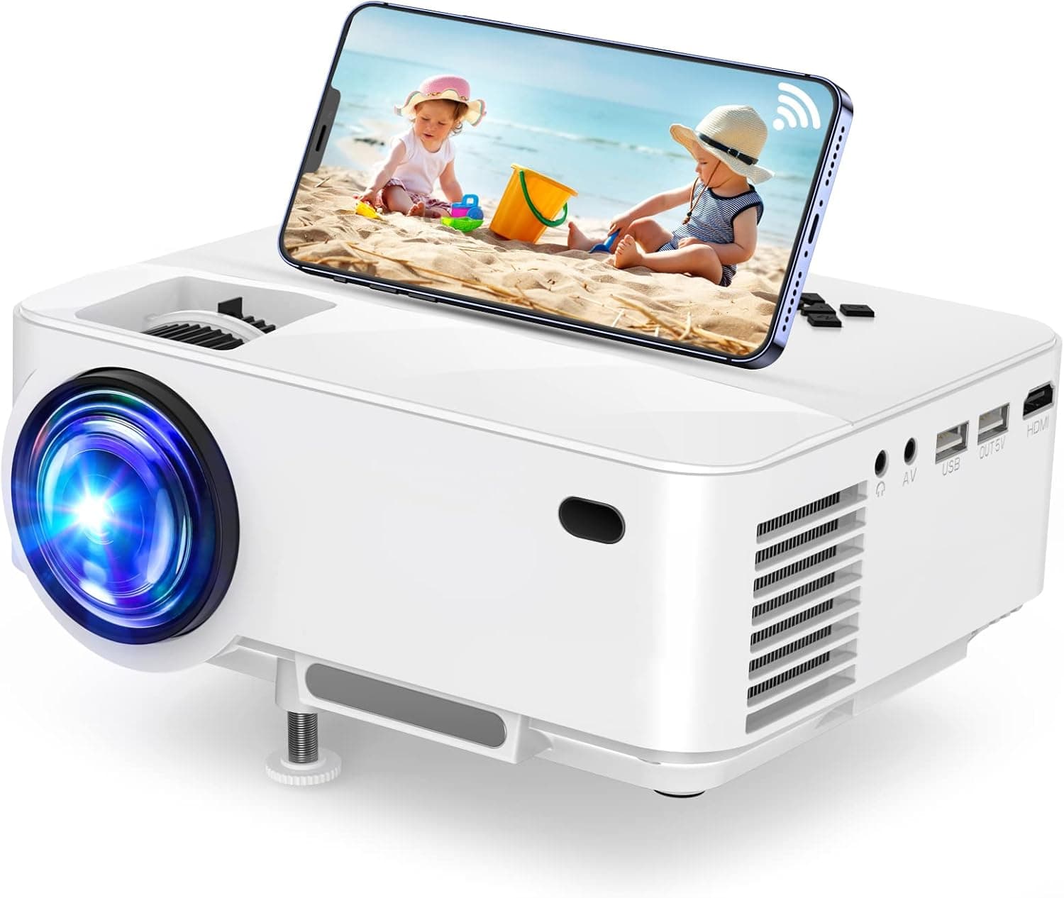 Projector, 7000Lux WiFi Projector, Portable Phone Projector with Wireless Mirroring,1080P Supported and 240" Supported, Compatible with Fire Stick,HDMI,VGA,USB,TV,Box,Laptop,DVD