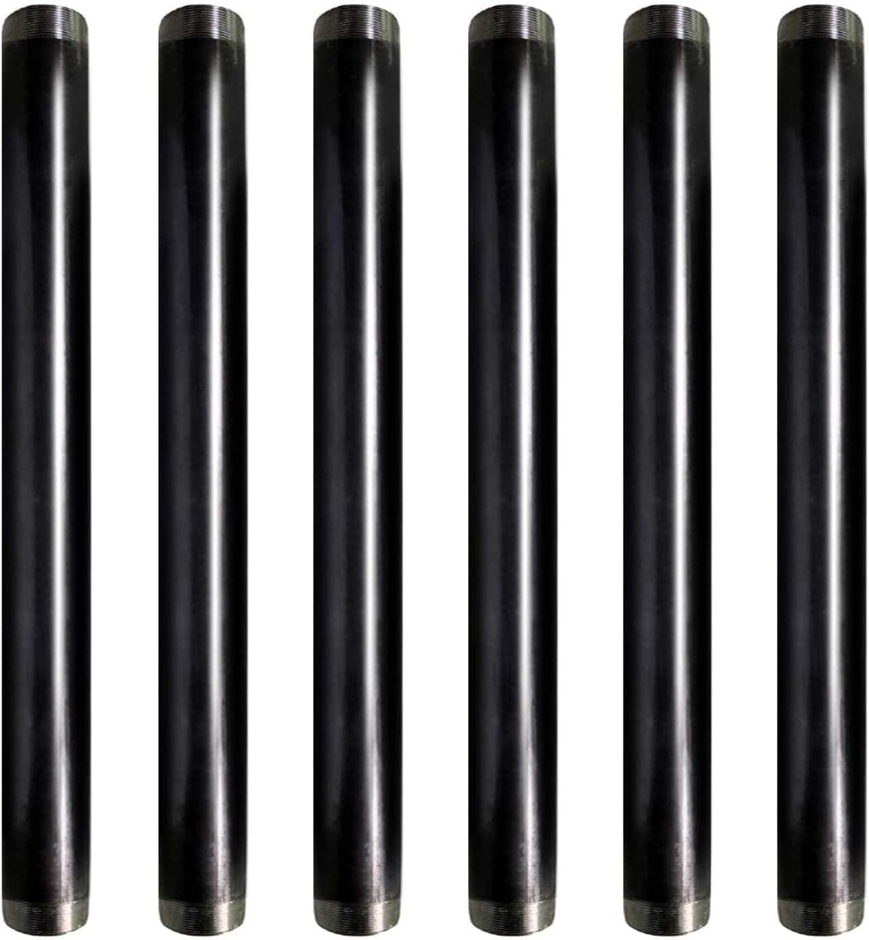 SUPPLY GIANT QDCM1224-6 1/2 x 24 Inch Black Steel Pipe, Threaded Half Inch Malleable Fitting Build DIY Vintage Furniture, (Pack Of 6), 24 Inch, 6 Count
