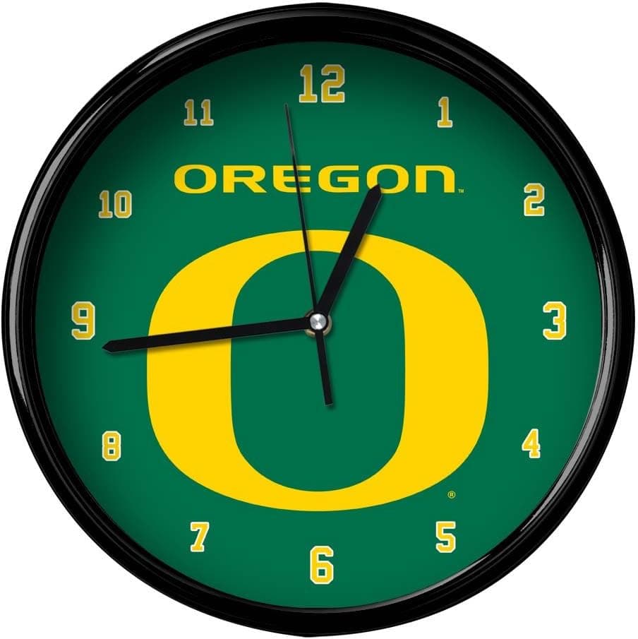 The Memory Company NCAA University of Oregon Official Black Rim Basic Clock, Multicolor, One Size