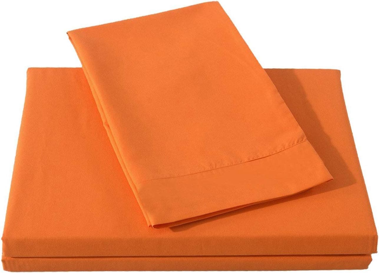 HollyHOME 1500 Soft Brushed Microfiber Bed Sheet Set, 3 Pieces Twin Size Sheets, Orange
