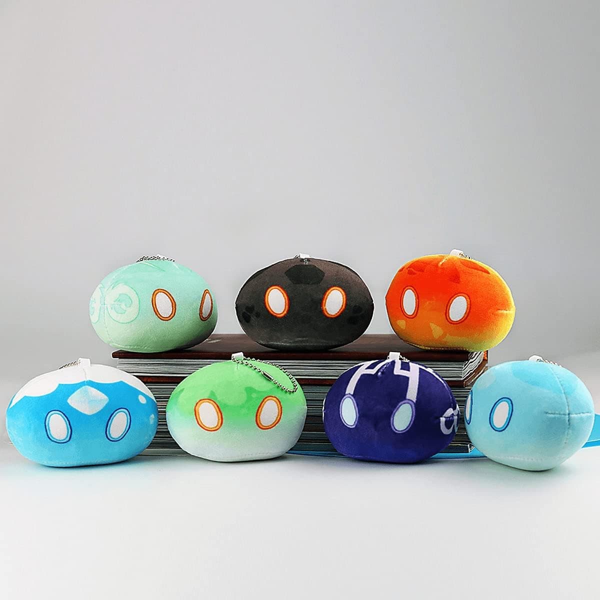 Genshin Impact Slime Plush Toy , Stuffed Plush Toy Keychain for Children's Gifts , Set of 7Pcs / 3.9 Inches