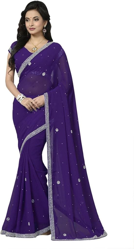 IndianAttire Women's Wedding Bridal Party Handwork Saree Sari Fabric Hand Work
