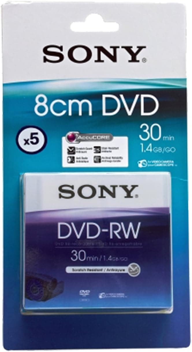 SONY DVD-RW 1.4Gb 8cm 30min Pack 5 Camcorder Mini DVD dvdrw 1.4 gb 30 min