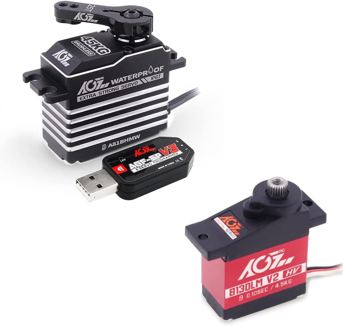 AGFRC 4.5KG B13DLM V2 Sub Micro Servo and A81BHMW 45KG Brushless Waterproof Servo
